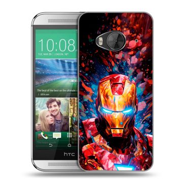 Силиконовый чехол на HTC One ME с принтом Железный человек Ironman
