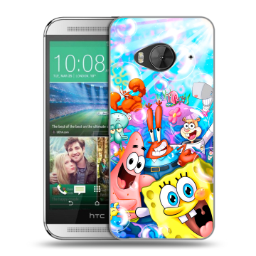 Силиконовый чехол на HTC One ME с принтом спанчбоб спанч боб