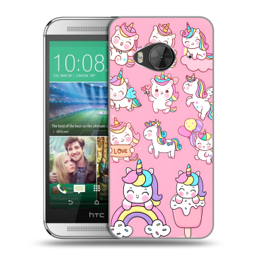 Силиконовый чехол на HTC One ME с принтом Единороги и радуга Силиконовый чехол на HTC One ME с принтом Единороги и радуга