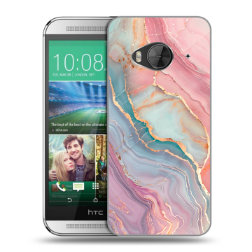 Силиконовый чехол на HTC One ME с принтом розовый мрамор
