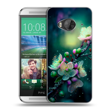 Силиконовый чехол на HTC One ME с принтом Цветы и мрамор Силиконовый чехол на HTC One ME с принтом Цветы и мрамор