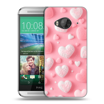 Силиконовый чехол на HTC One ME с принтом Сердечки