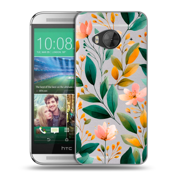 Силиконовый чехол на HTC One ME с принтом Цветы паттерн Силиконовый чехол на HTC One ME с принтом Цветы паттерн