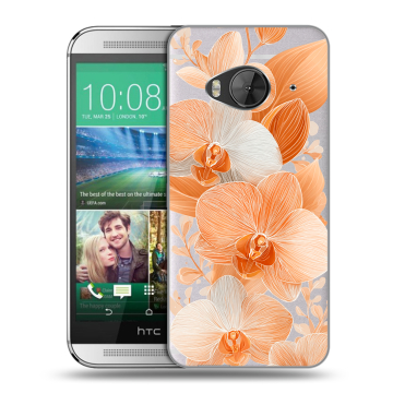 Силиконовый чехол на HTC One ME с принтом Бежевые цветы Силиконовый чехол на HTC One ME с принтом Бежевые цветы