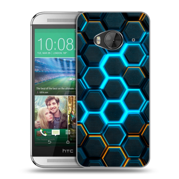 Силиконовый чехол на HTC One ME с принтом Неоновые соты Силиконовый чехол на HTC One ME с принтом Неоновые соты