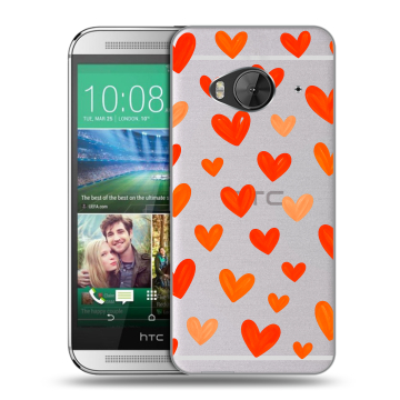 Силиконовый чехол на HTC One ME с принтом Сердечки Силиконовый чехол на HTC One ME с принтом Сердечки