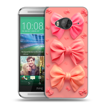 Силиконовый чехол на HTC One ME с принтом Розовые бантики