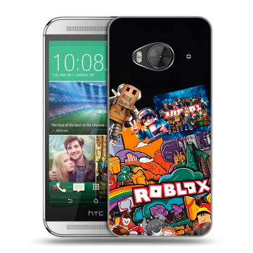 Силиконовый чехол на HTC One ME с принтом Roblox Роблокс