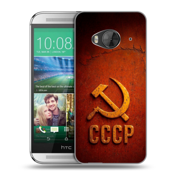 Силиконовый чехол на HTC One ME с принтом Флаг Герб СССР