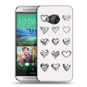 Силиконовый чехол на HTC One ME с принтом Y2K сердечки