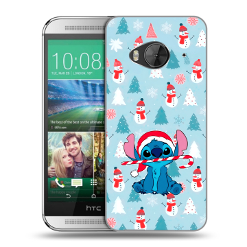 Силиконовый чехол на HTC One ME с принтом Стич Новый год