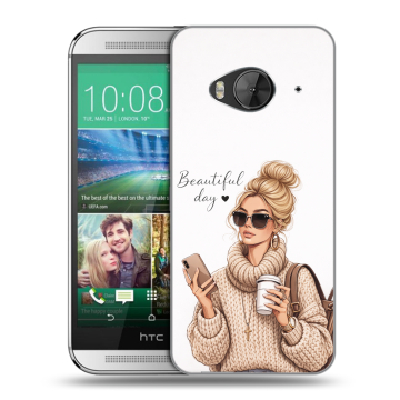 Силиконовый чехол на HTC One ME с принтом женский
