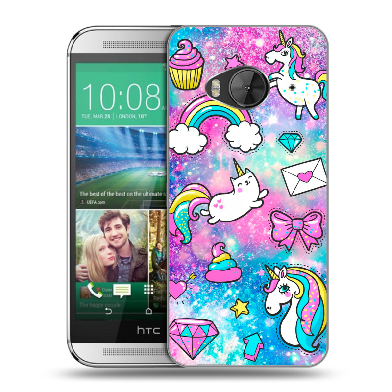 Силиконовый чехол на HTC One ME с принтом Единороги Силиконовый чехол на HTC One ME с принтом Единороги