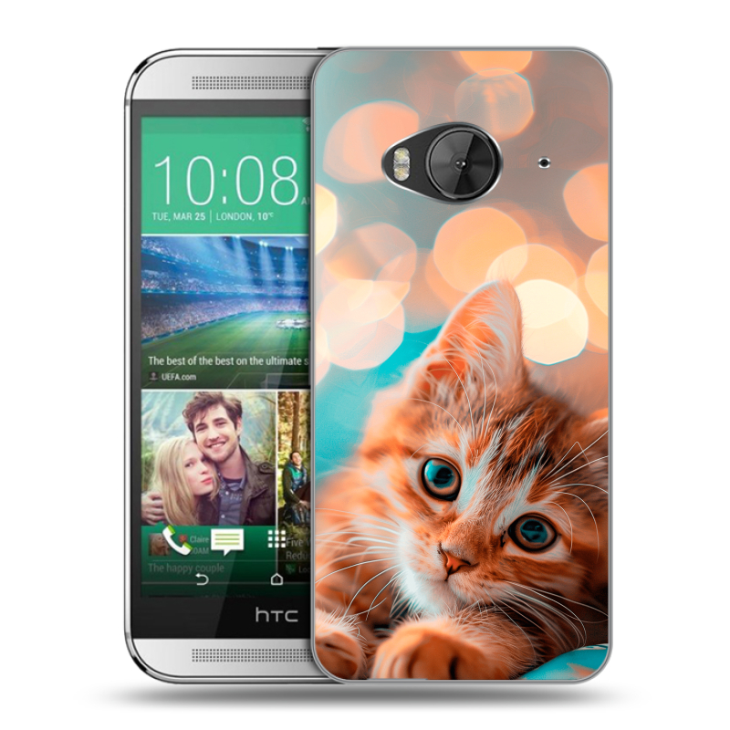 Силиконовый чехол на HTC One ME с принтом котик Силиконовый чехол на HTC One ME с принтом котик
