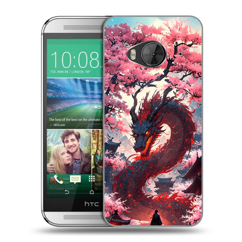 Силиконовый чехол на HTC One ME с принтом Дракон Японский Силиконовый чехол на HTC One ME с принтом Дракон Японский