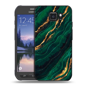 Пластиковый чехол на Samsung Galaxy S6 Active с принтом Мрамор зеленое золото Пластиковый чехол на Samsung Galaxy S6 Active с принтом Мрамор зеленое золото