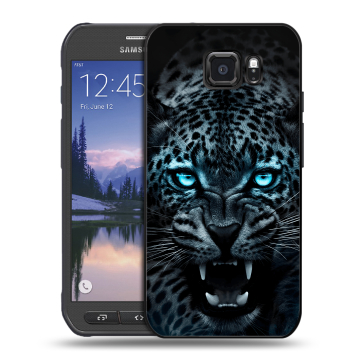 Пластиковый чехол на Samsung Galaxy S6 Active с принтом Темный леопард Пластиковый чехол на Samsung Galaxy S6 Active с принтом Темный леопард