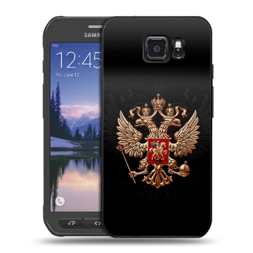 Пластиковый чехол на Samsung Galaxy S6 Active с принтом Герб России Пластиковый чехол на Samsung Galaxy S6 Active с принтом Герб России