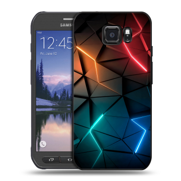 Пластиковый чехол на Samsung Galaxy S6 Active с принтом Абстракция неон