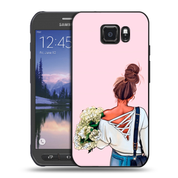 Пластиковый чехол на Samsung Galaxy S6 Active с принтом Девушка и букет