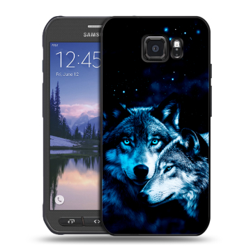 Пластиковый чехол на Samsung Galaxy S6 Active с принтом Волки