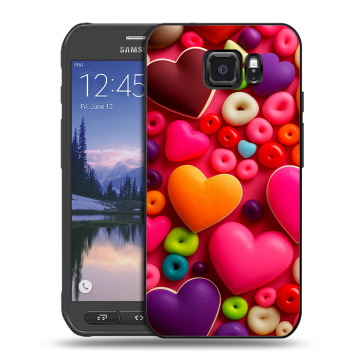Пластиковый чехол на Samsung Galaxy S6 Active с принтом Сердечки