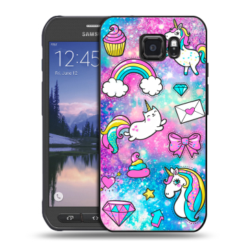 Пластиковый чехол на Samsung Galaxy S6 Active с принтом Единороги Пластиковый чехол на Samsung Galaxy S6 Active с принтом Единороги