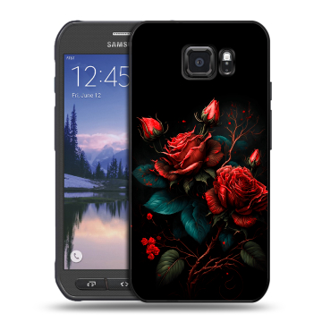 Пластиковый чехол на Samsung Galaxy S6 Active с принтом Розы красные