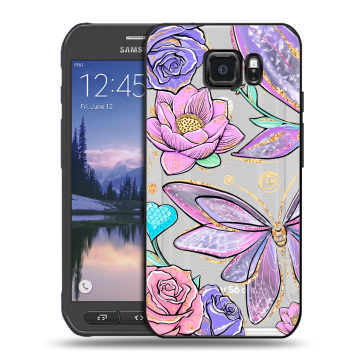 Пластиковый чехол на Samsung Galaxy S6 Active с принтом Бабочки и цветы