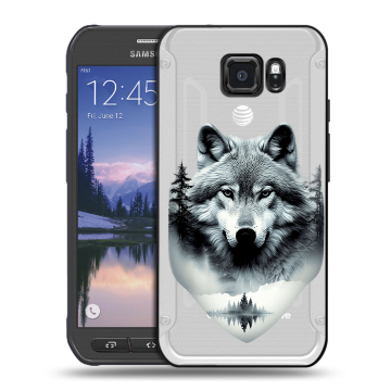 Пластиковый чехол на Samsung Galaxy S6 Active с принтом Волк в лесу