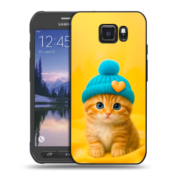 Пластиковый чехол на Samsung Galaxy S6 Active с принтом Котенок в шапке