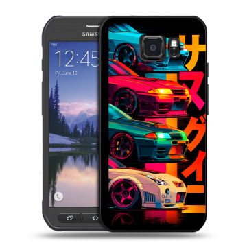 Пластиковый чехол на Samsung Galaxy S6 Active с принтом Гоночные машины