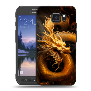 Пластиковый чехол на Samsung Galaxy S6 Active с принтом Золотой дракон