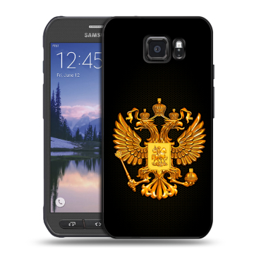 Пластиковый чехол на Samsung Galaxy S6 Active с принтом Герб России желтый