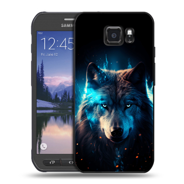 Пластиковый чехол на Samsung Galaxy S6 Active с принтом Волк ночной Пластиковый чехол на Samsung Galaxy S6 Active с принтом Волк ночной