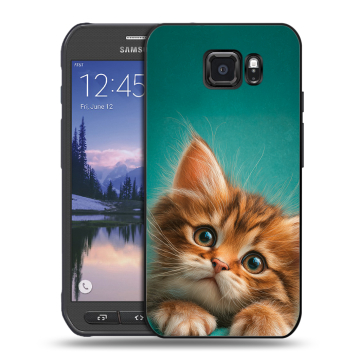 Пластиковый чехол на Samsung Galaxy S6 Active с принтом котенок