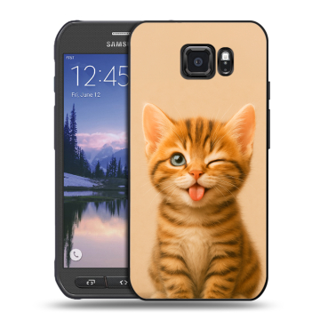 Пластиковый чехол на Samsung Galaxy S6 Active с принтом котенок