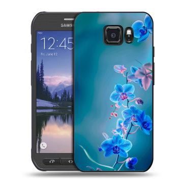 Пластиковый чехол на Samsung Galaxy S6 Active с принтом Голубые цветы