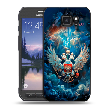 Пластиковый чехол на Samsung Galaxy S6 Active с принтом Герб флаг России