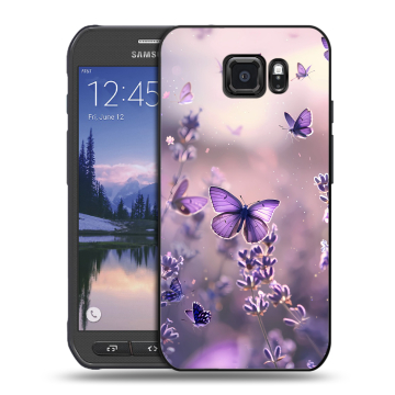 Пластиковый чехол на Samsung Galaxy S6 Active с принтом бабочки и лаванда