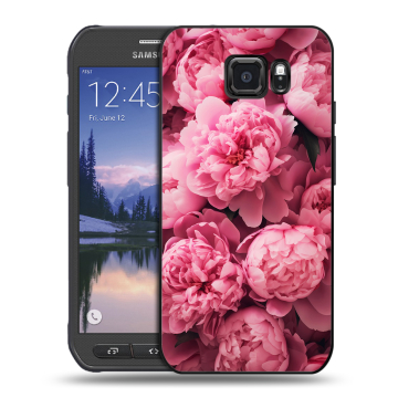 Пластиковый чехол на Samsung Galaxy S6 Active с принтом цветы пионы