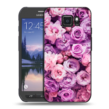 Пластиковый чехол на Samsung Galaxy S6 Active с принтом лавандовые розы Пластиковый чехол на Samsung Galaxy S6 Active с принтом лавандовые розы