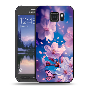 Пластиковый чехол на Samsung Galaxy S6 Active с принтом цветы бабочки