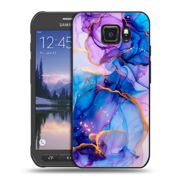 Пластиковый чехол на Samsung Galaxy S6 Active с принтом синий мрамор