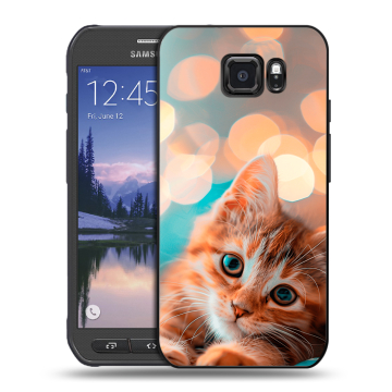 Пластиковый чехол на Samsung Galaxy S6 Active с принтом котик