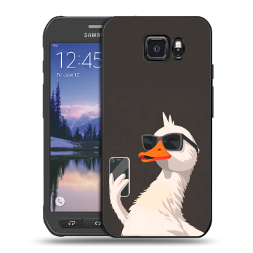 Пластиковый чехол на Samsung Galaxy S6 Active с принтом утка в очках