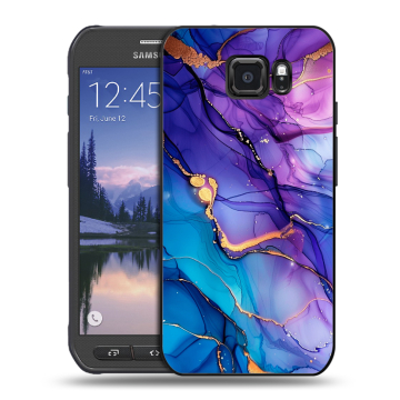 Пластиковый чехол на Samsung Galaxy S6 Active с принтом синий мрамор