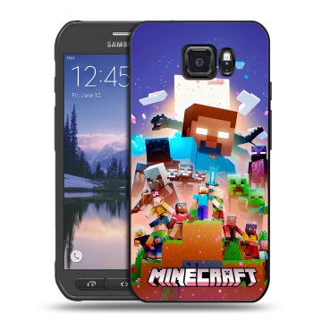 Пластиковый чехол на Samsung Galaxy S6 Active с принтом Майнкрафт Minecraft
