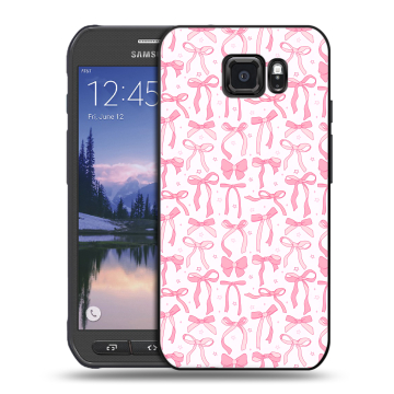 Пластиковый чехол на Samsung Galaxy S6 Active с принтом Розовые бантики