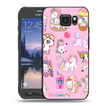 Пластиковый чехол на Samsung Galaxy S6 Active с принтом розовые единороги